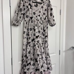 Floral Black and White Maxi Dress